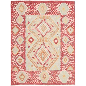 Tappeto Kilim Afghanistan Geometrico Rosso Celeste 155x206 C