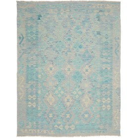 Tappeto Kilim Afghanistan Geometrico Celeste Turchese 156x20