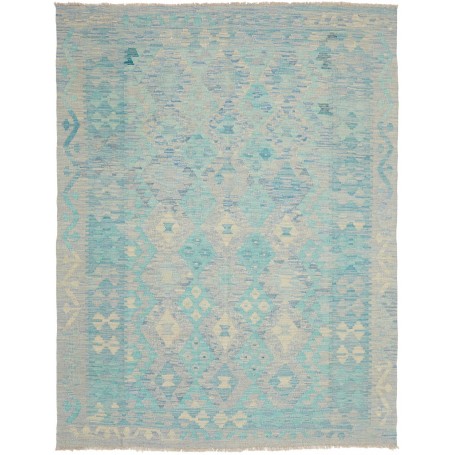 Tappeto Kilim Afghanistan Geometrico Celeste Turchese 156x20