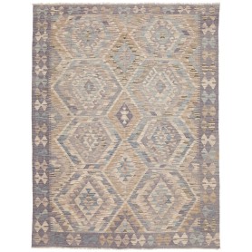 Tappeto Kilim Afghanistan Astratto Beige Blu 153x205 Cm