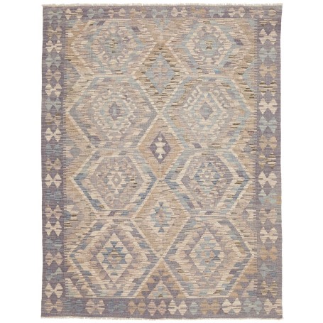 Tappeto Kilim Afghanistan Astratto Beige Blu 153x205 Cm