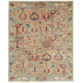 Tappeto Tribal Pakistan Astratto Verde Salvia Blu 148x186 cm