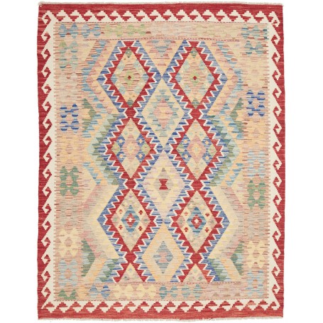 Tappeto Kilim Afghanistan Astratto Beige Rosso 158x196 Cm