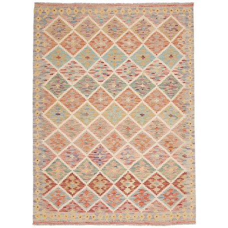 Tappeto Kilim Afghanistan Astratto Multicolore Pastello 148x