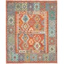 Tappeto Kilim Afghanistan Geometrico Arancione Azzurro 157x1