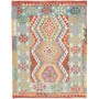 Tappeto Kilim Afghanistan Astratto Azzurro Rosso 153x195 Cm
