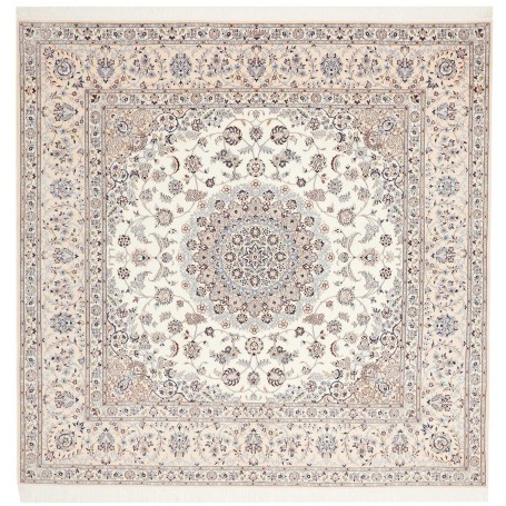 Tappeto Nain 6la Persia Medaglione Avorio Blu 209x205 Cm