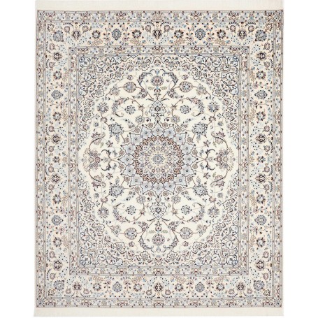 Tappeto Nain 6la Persia Medaglione Crema Blu 210x251 Cm