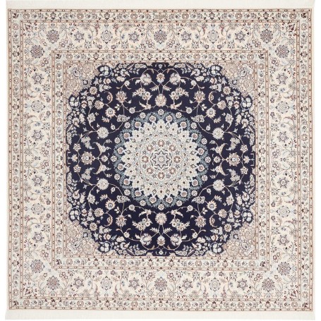 Tappeto Nain 6la Persia Medaglione Blu Crema 211x208 Cm