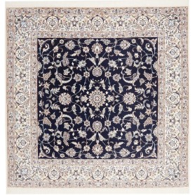 Tappeto Nain 6la Persia Medaglione Blu Scuro Avorio 204x202