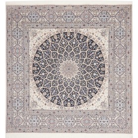 Tappeto Nain 6la Persia Medaglione Crema Blu 204x206 Cm