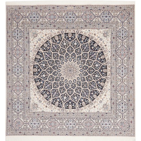 Tappeto Nain 6la Persia Medaglione Crema Blu 204x206 Cm