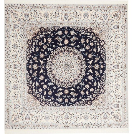 Tappeto Nain 6la Persia Medaglione Blu Navy Avorio 207x211 C