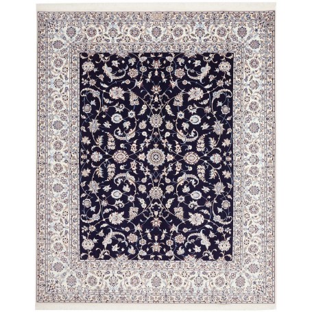 Tappeto Nain 6la Persia Floreale Blu Notte Crema 208x253 Cm