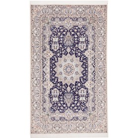 Tappeto Nain 6la Persia Medaglione Blu Avorio 154x256 Cm