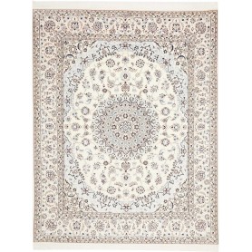 Tappeto Nain 6la Persia Medaglione Crema Azzurro 162x210 Cm