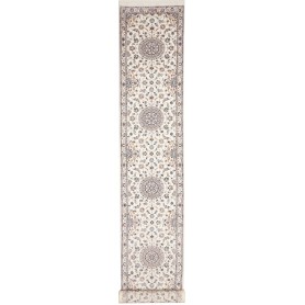 Tappeto Nain 6la Persia Medaglione Avorio Blu 80x600 Cm