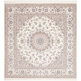 Tappeto Nain 6la Persia Medaglione Avorio Blu 205x213 Cm