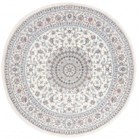 Tappeto Nain 6la Persia Medaglione Avorio Blu 258x258 Cm