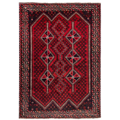 Tappeto Shiraz Persia Geometrico Rosso Blu Scuro 210x295 Cm
