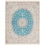 Tappeto Nain 6la Persia Medaglione Avorio Turchese Blu 207x2