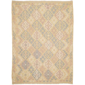 Tappeto Kilim Afghanistan Geometrico Giallo Rosa 181x244 Cm