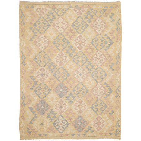 Tappeto Kilim Afghanistan Geometrico Giallo Rosa 181x244 Cm