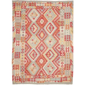 Tappeto Kilim Afghanistan Geometrico Rosso Azzurro 176x244 C