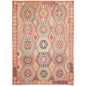 Tappeto Kilim Afghanistan Geometrico Arancione Multicolore 1