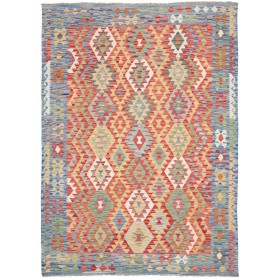 Tappeto Kilim Afghanistan Geometrico Rosso Blu 170x237 Cm
