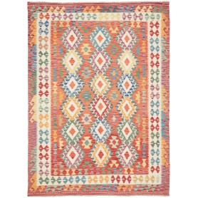 Tappeto Kilim Afghanistan Geometrico Multicolore Terracotta