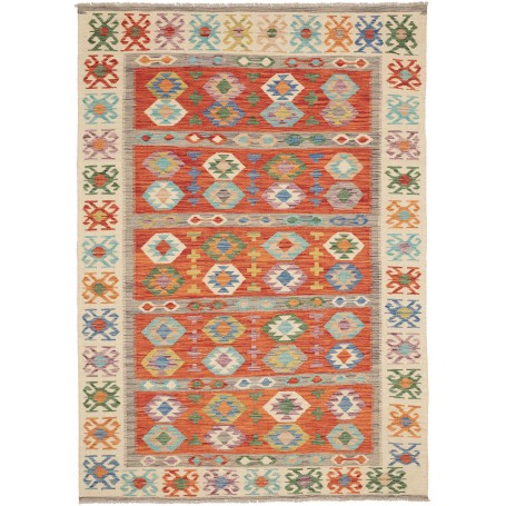Tappeto Kilim Afghanistan Geometrico Arancione Policromo 172