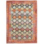 Tappeto Kilim Afghanistan Geometrico Rosso Multicolore 177x2