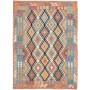 Tappeto Kilim Afghanistan Astratto Blu Arancio Rosso 174x235