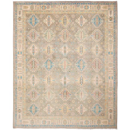 Tappeto Kazak Afghanistan Astratto Grigio-verde Blu 245x304