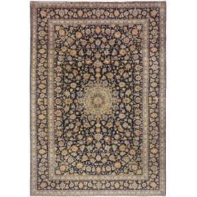Tappeto Kashan Persia Medaglione Blu Notte Oro 258x375 Cm