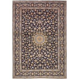 Tappeto Kashan Persia Medaglione Blu Indaco Oro 255x370 Cm
