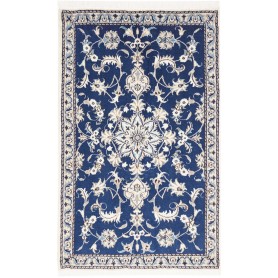 Tappeto Nain Kashmar Persia Medaglione Blu Crema 88x136 Cm