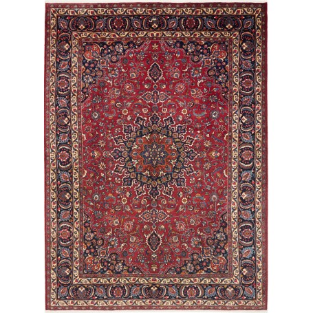 Tappeto Mashad Persia Medaglione Rosso Blu 248x345 Cm