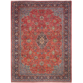 Tappeto Sarough Persia Medaglione Rosso Blu 302x403 Cm