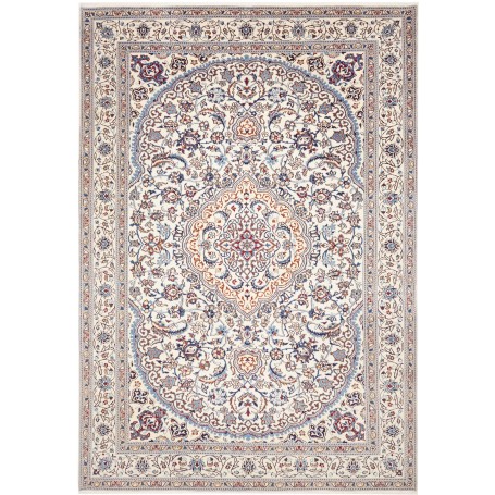 Tappeto Nain Kashmar Persia Floreale Avorio Blu 242x350 cm