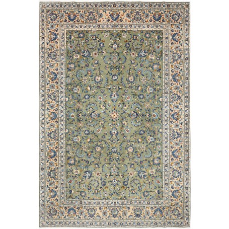 Tappeto Kashan Persia Floreale Verde Salvia Crema 255x384 Cm