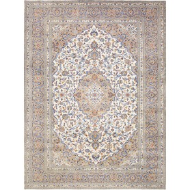 Tappeto Kashan Persia Medaglione Avorio Beige 258x347 Cm
