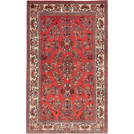Tappeto Sarough Persia Floreale Rosso Crema 128x207 Cm