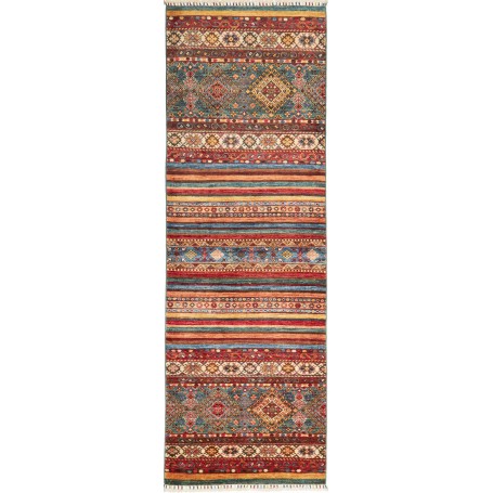 Tappeto Samarkand Pakistan Astratto Multicolore Rosso 80x245