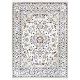 Tappeto Nain Kashmar Persia Medaglione Crema Blu 146x197 Cm