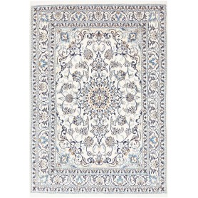 Tappeto Nain Kashmar Persia Medaglione Crema Blu 142x203 Cm