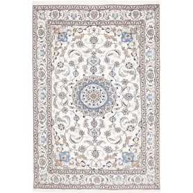 Tappeto Nain Kashmar Persia Medaglione Crema Azzurro 200x292