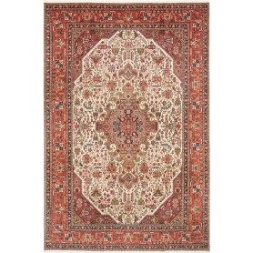 Tappeto Tabriz Persia Medaglione Crema Rosso 200x300 Cm