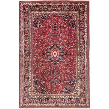 Tappeto Mashad Persia Medaglione Rosso Blu 193x300 Cm